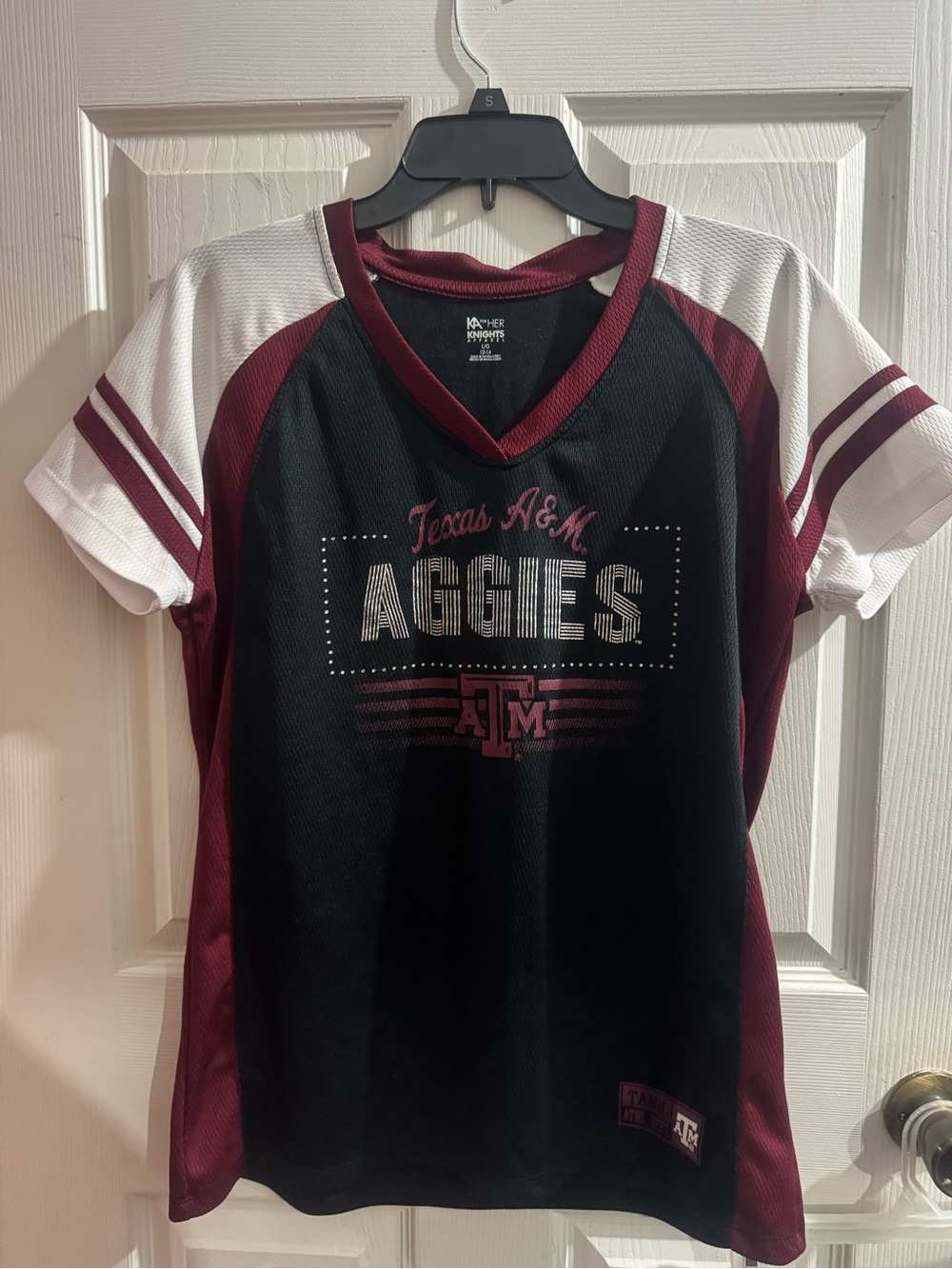 Texas A&M Aggies Women's Maroon & Black Short Sleeve Jersey Bling